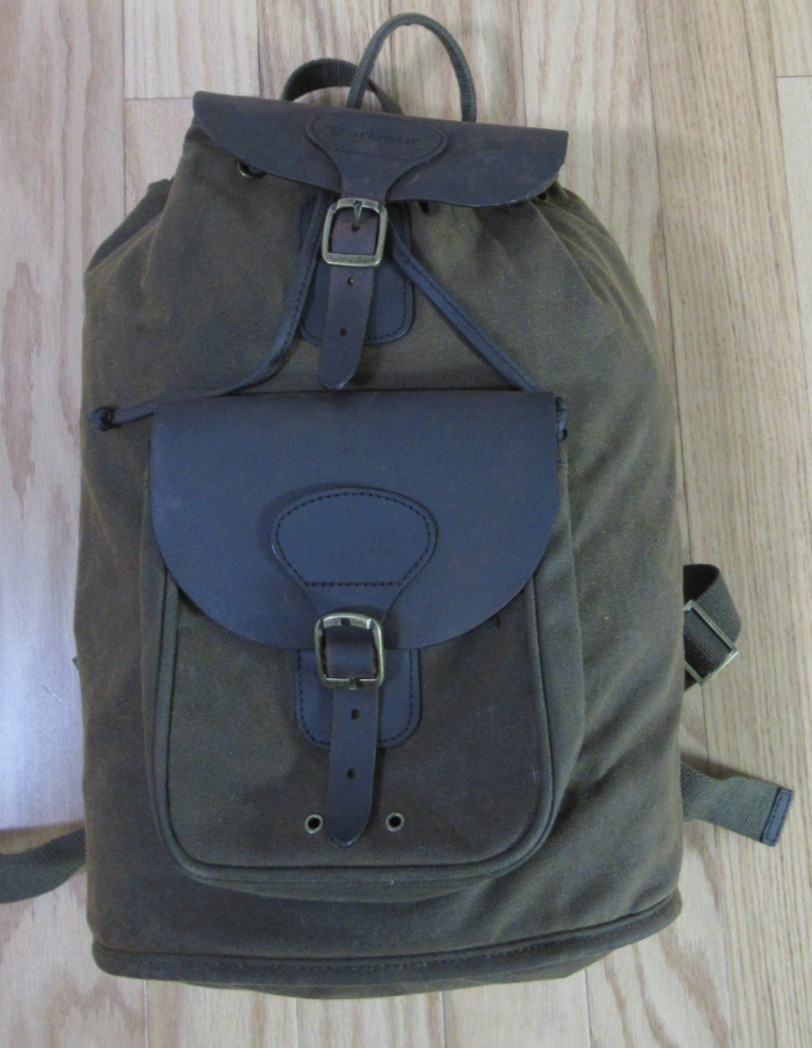 Vintage Barbour Small Waxed Knapsack Tartan Lined
