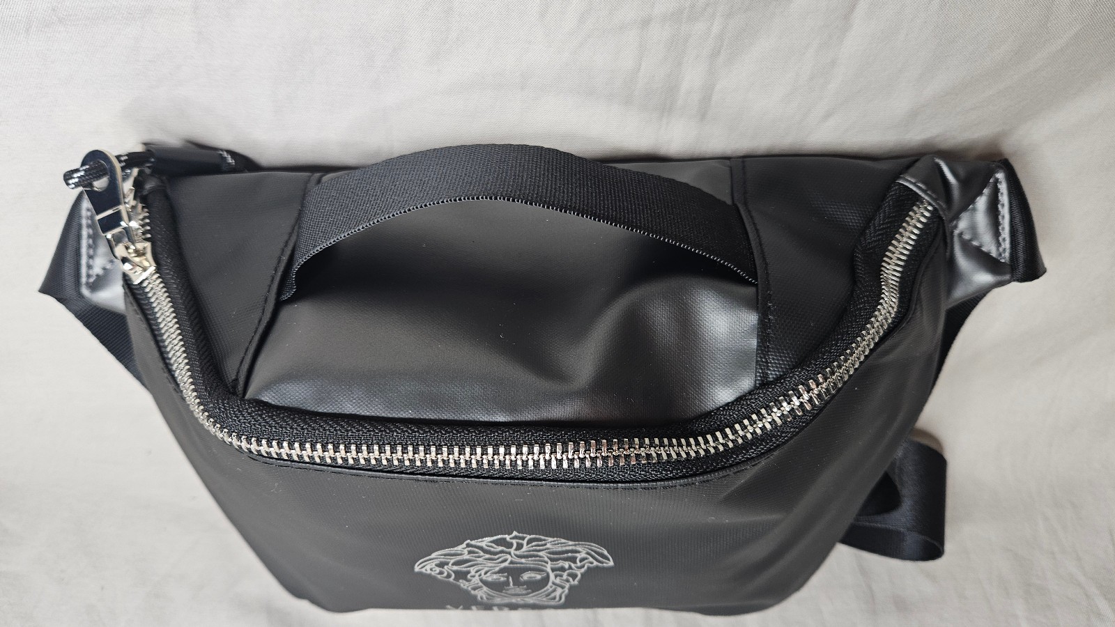 Versace Parfums Belt Bag Waist Pouch For Men Black Silver Travel Bag Fannie Pack