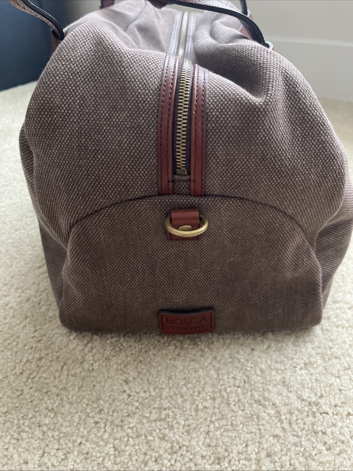 Bosca Men’s Canvas/Washed Leather Collection – Duffel w/ Strap Designer $455