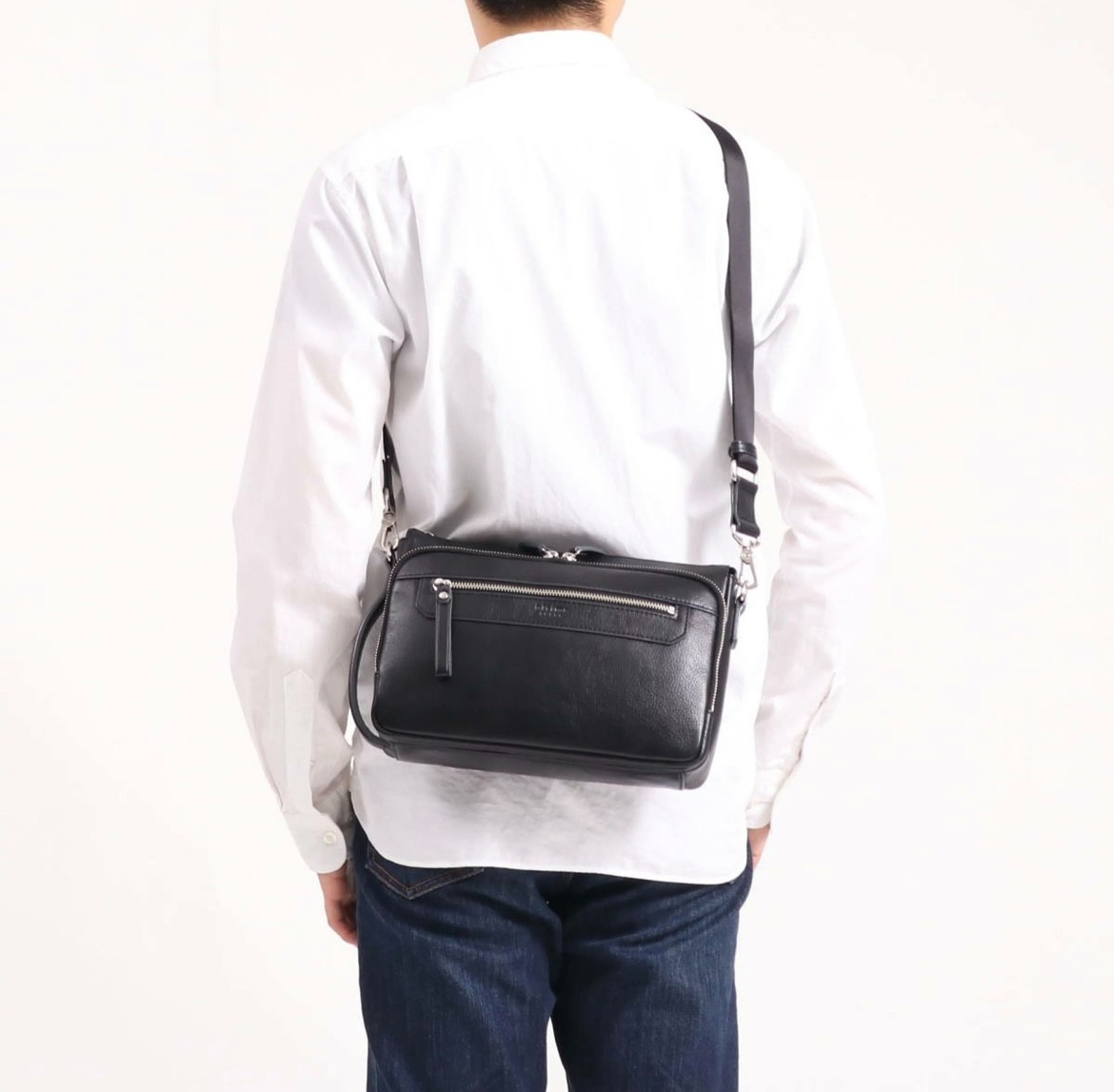Ultima Tokyo Shoulder Bag Clutch 2WAY Genuine Leather Navy Mens Pouch Japan