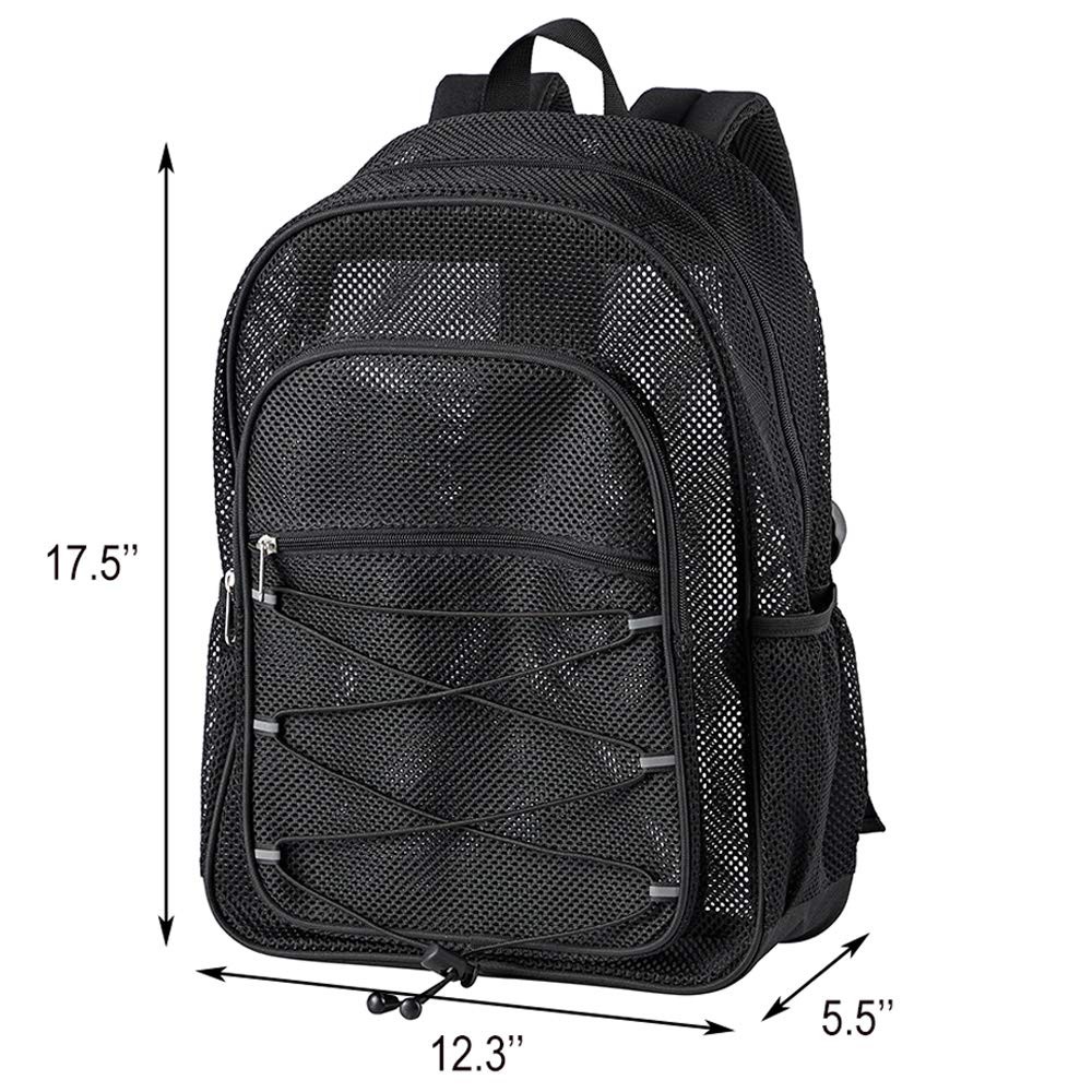 Heavy Duty Mesh Backpack See through College Backpack Semi-Transparent Mesh bag