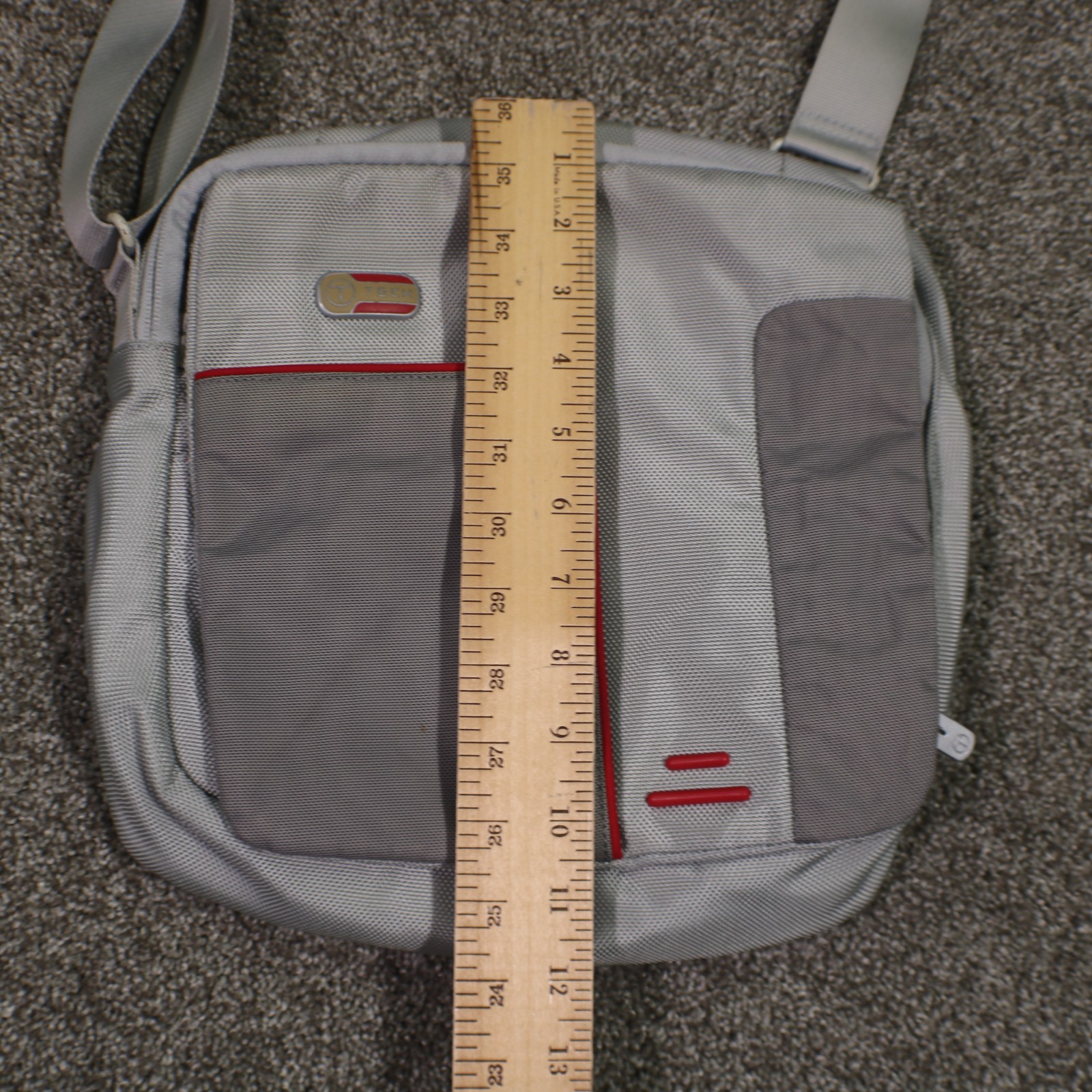 TUMI T-Tech Crossbody Shoulder Bag Gray Lightweight Nylon Flap Magnetic Closure