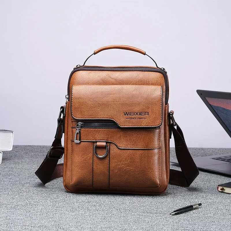 WEIXIER Men Crossbody Bag Shoulder Bag PU Leather Messenger Bag Handbag