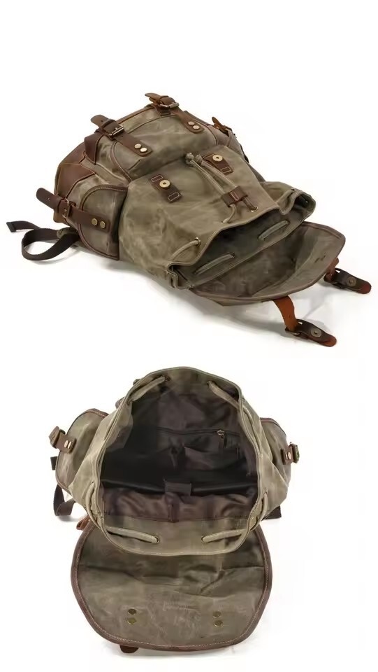 Retro Backpack Leisure Backpack Travel Backpack Canvas Patchwork Leather Fashion