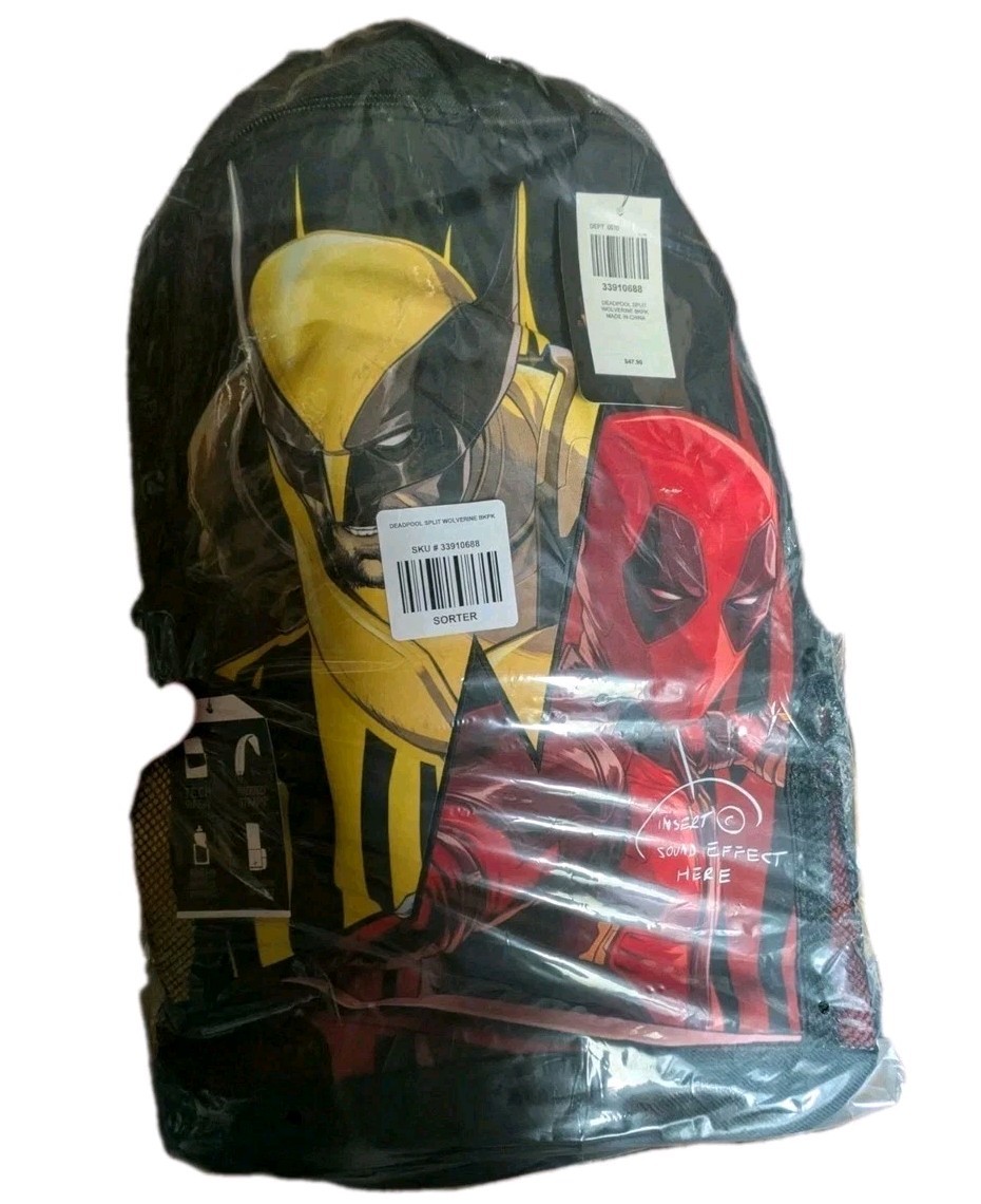 BioWorld Deadpool & Wolverine Split Laptop Backpack Insert Sound Effects Here