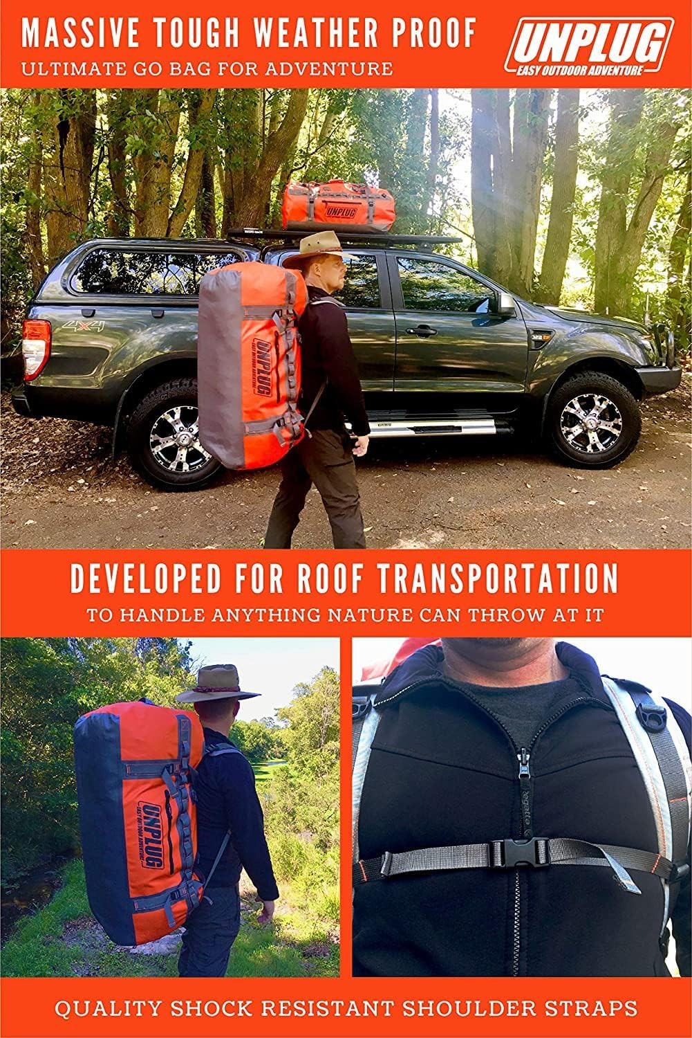 UNPLUG Ultimate Adventure 110L Waterproof Travel Bag for Outdoor Activities