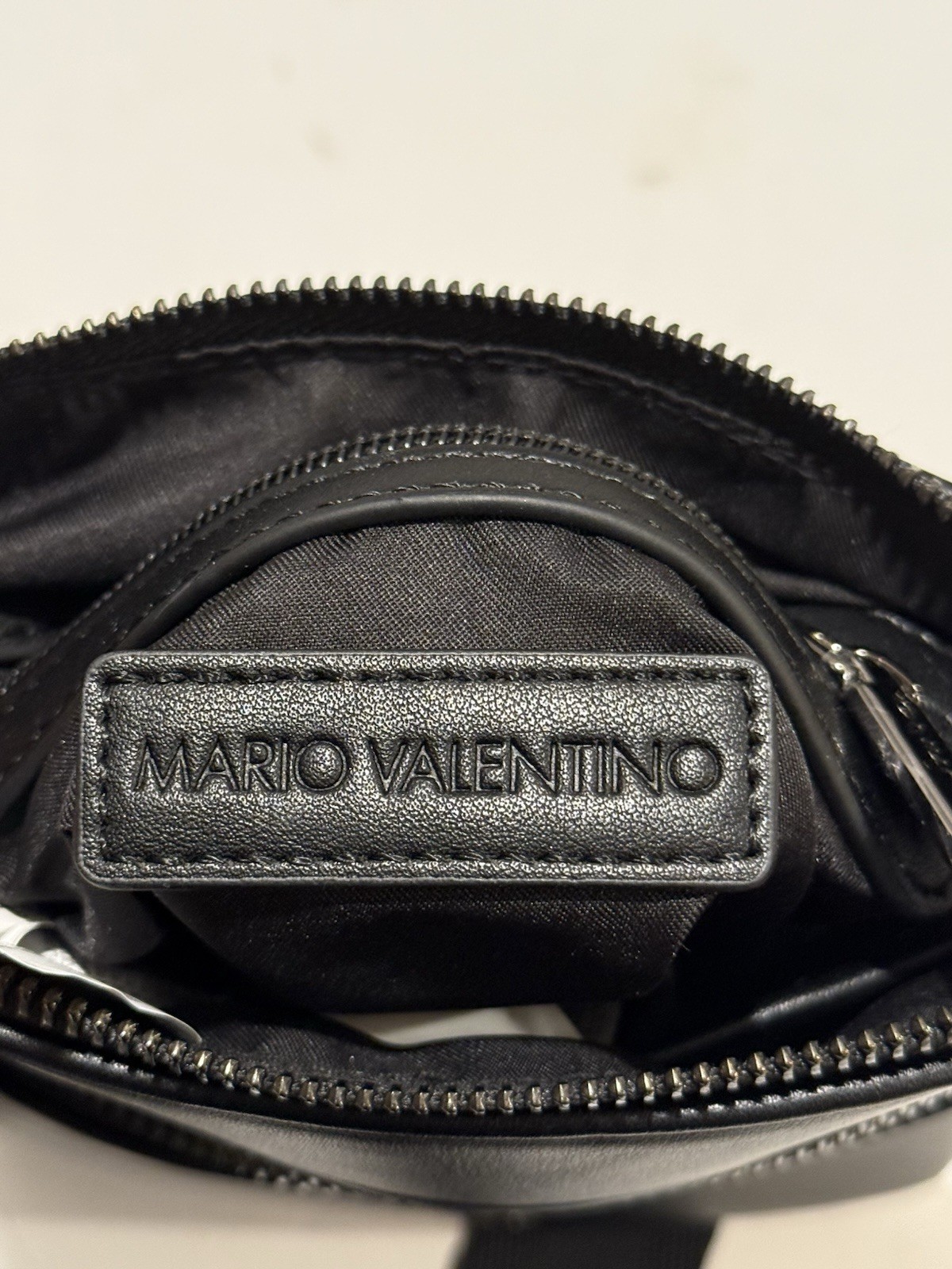 Valentino Mario Horizon Logo Mini Crossbody Shoulder Bag Black Zip Closure