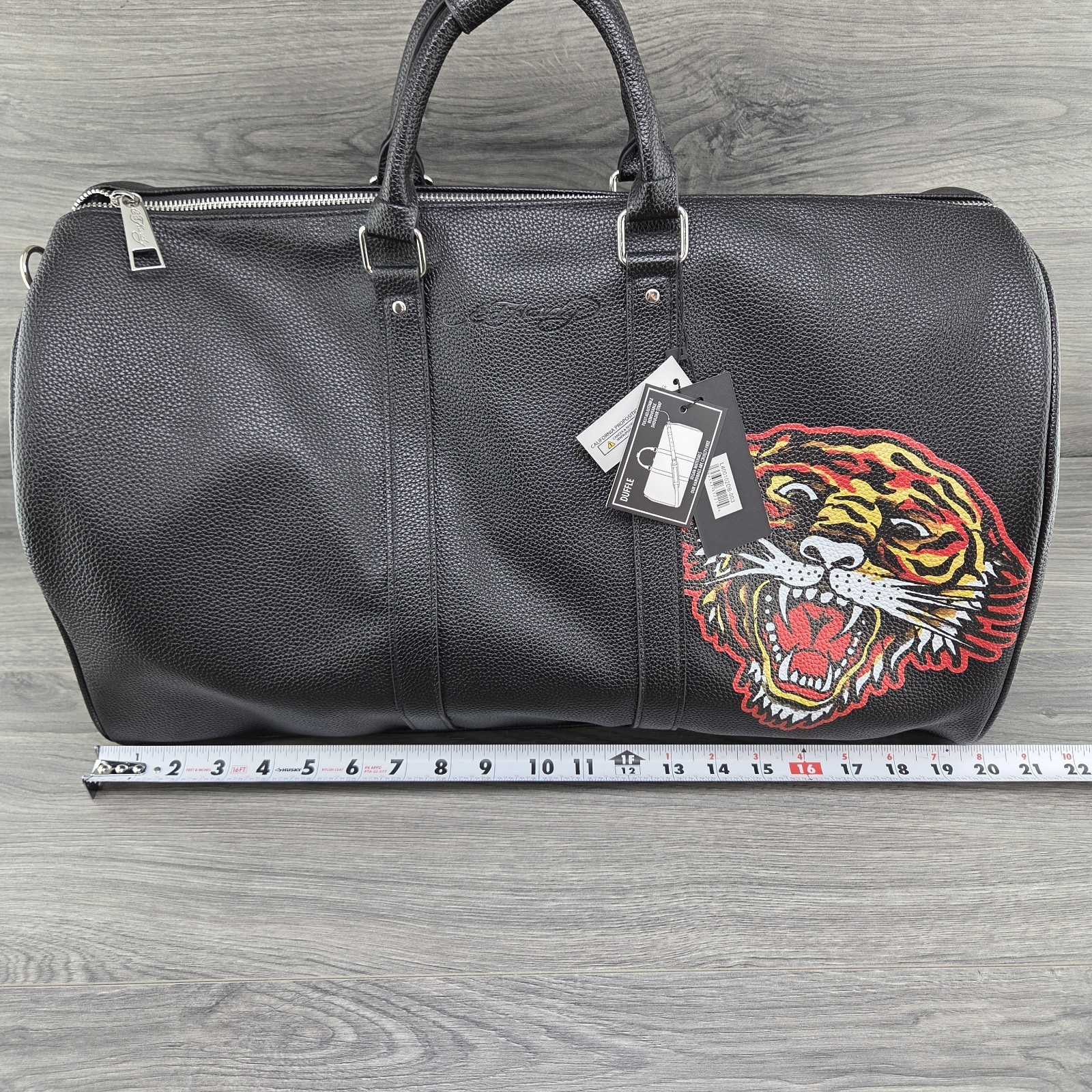 Ed Hardy Roaring Tiger Black Duffle Weekend Bag Black