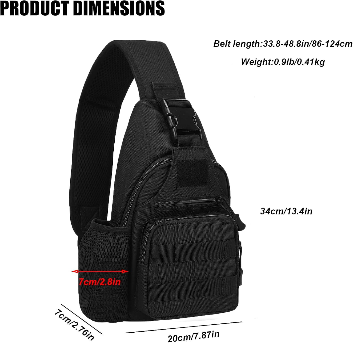 Tactical Crossbody Bag for Men with Water Bottle Holder, MOLLE EDC Shoulder Slin