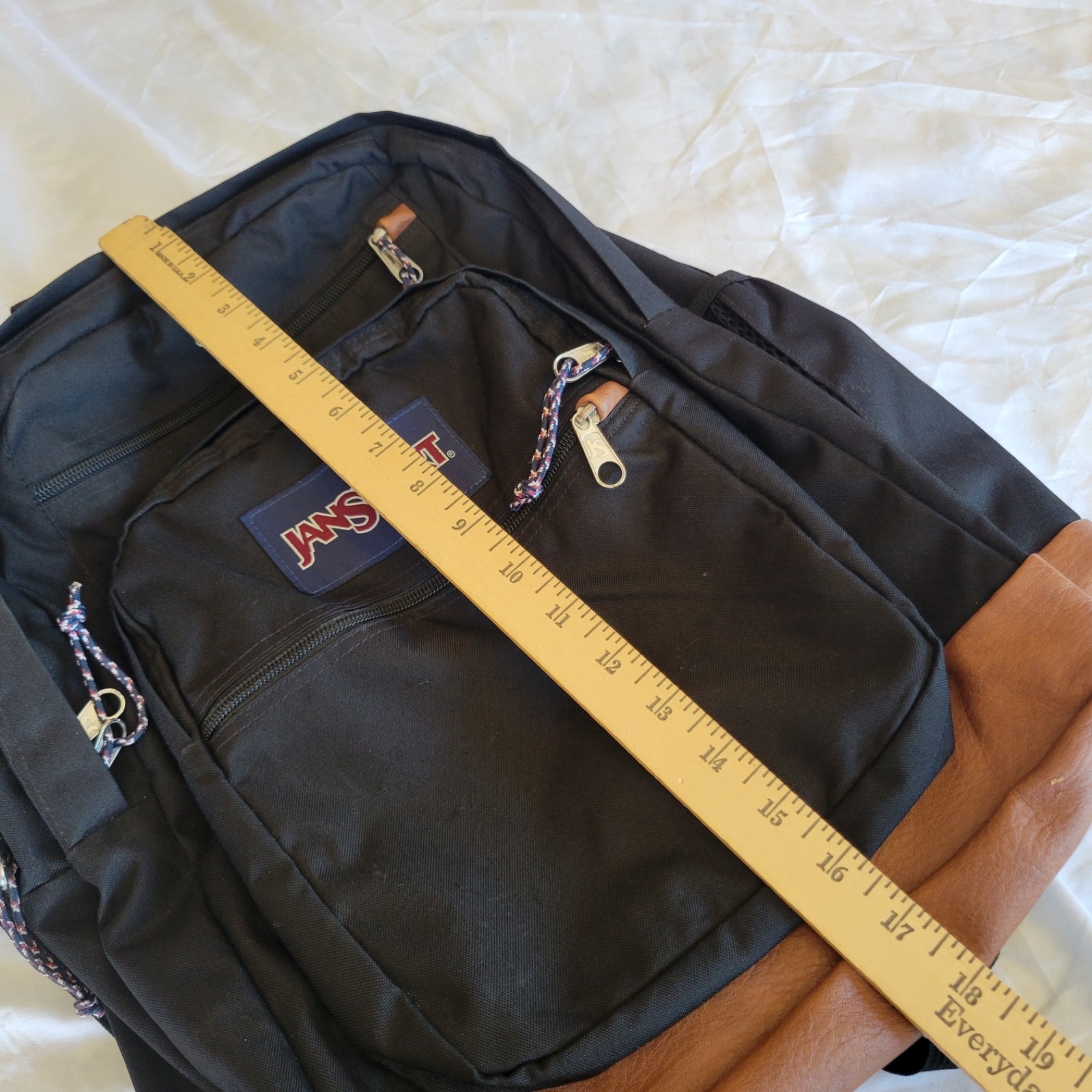 JanSport JS0A2SDD008 Cool Student Backpack – Black Faux Leather Bottom