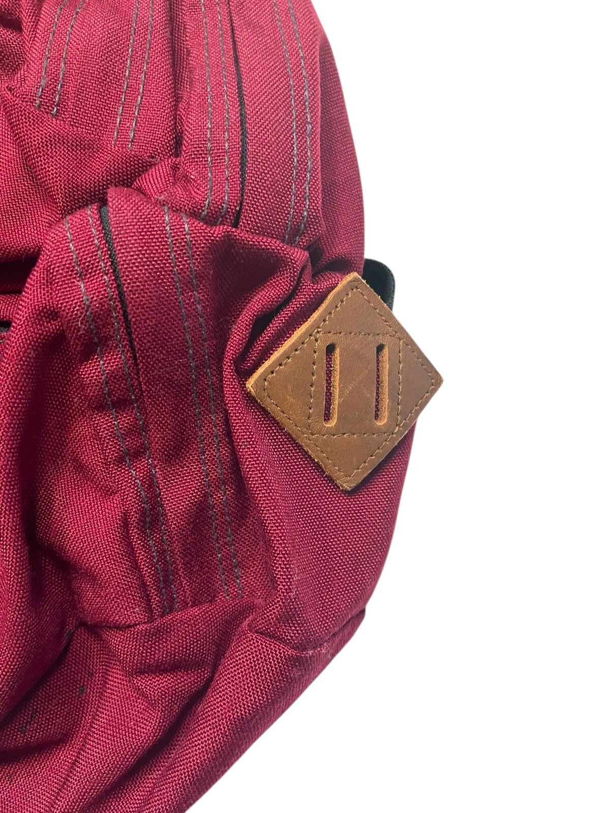 Vtg 90s JANSPORT Red/Brown LEATHER-PATCH HIKE BACKPACK Outdoor Gear School Bag
