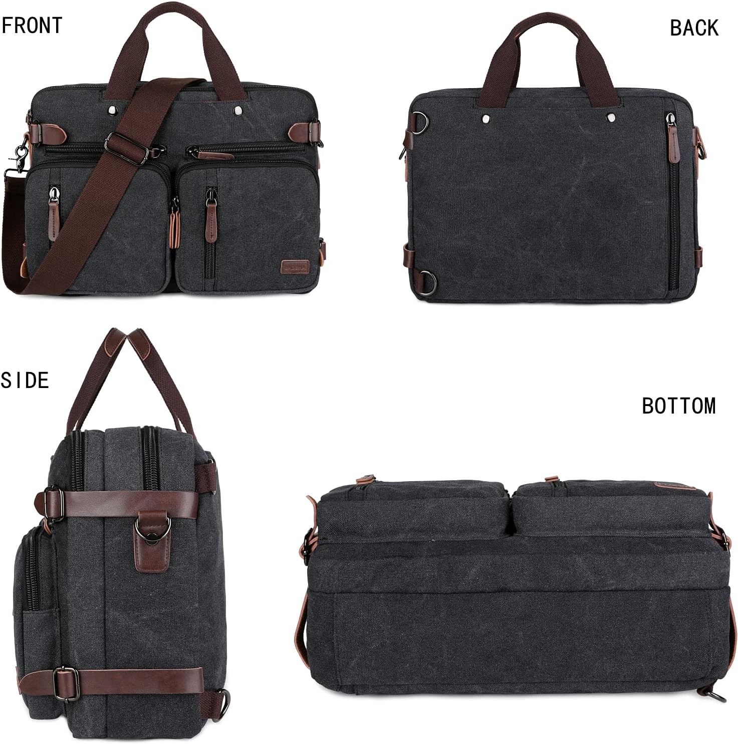 Baosha Convertible Briefcase Backpack 17 Inch Laptop Bag Black-grey Mixed