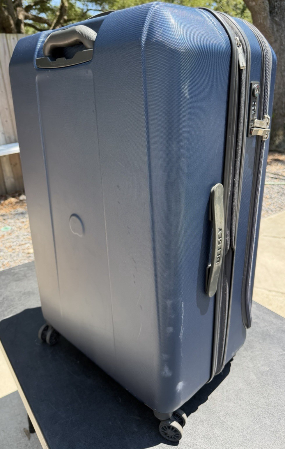 DELSEY PARIS Hardside Expandable Luggage BLUE Spinner Wheels 32 Inch W TSA Lock