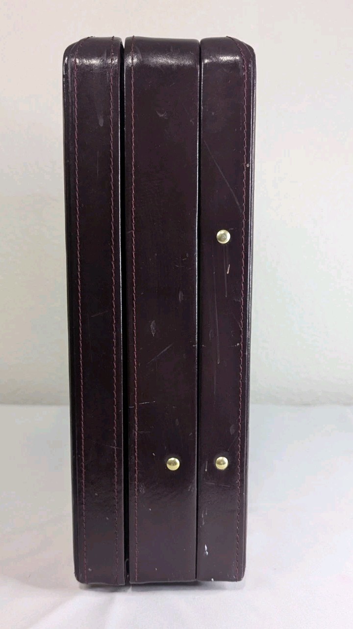 Vintage Leather Hardside Briefcase Burgundy Brown With Dual Combo Locks