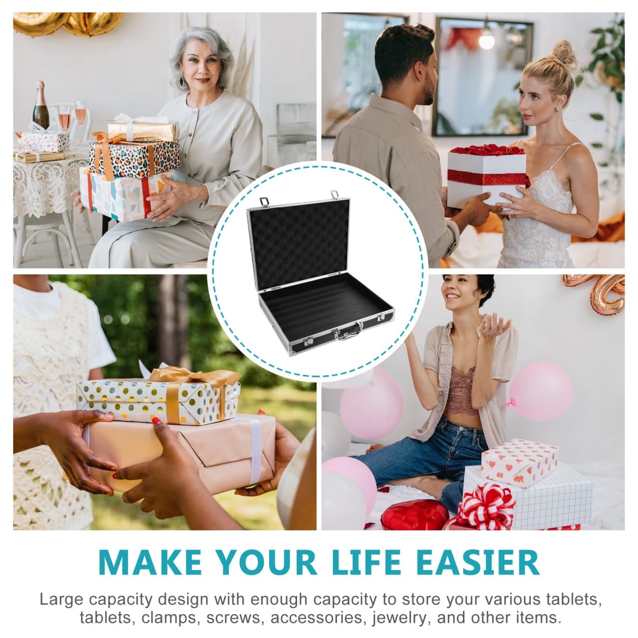 ERINGOGO Aluminum Briefcase – 11 Inch Hard Laptop Briefcases with Lock, Multifun