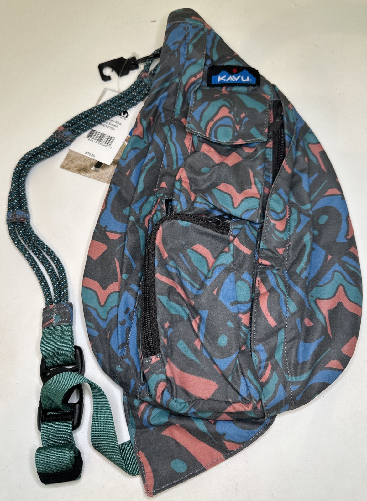 KAVU Mini Rope Sack Sling Crossbody Backpack Topo Smash NWT New w/ Tags