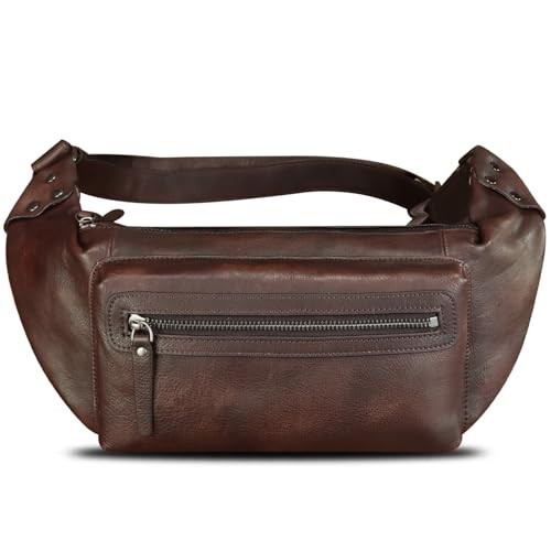 Genuine Leather Fanny Pack for Men and Women – Waist Hip Sling Crossbody Coffee