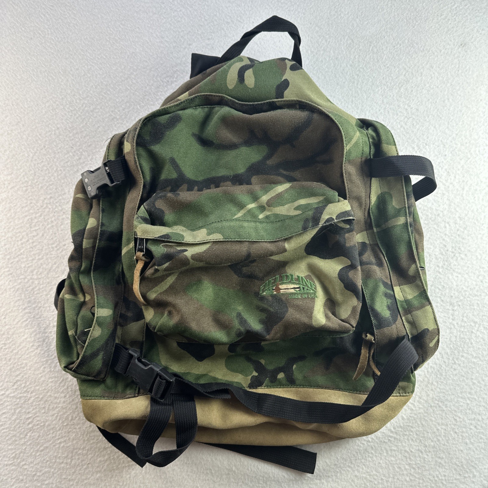 Fieldline Backpack Mens Canvas Adjustable Strap Woodland Camouflage Made in USA