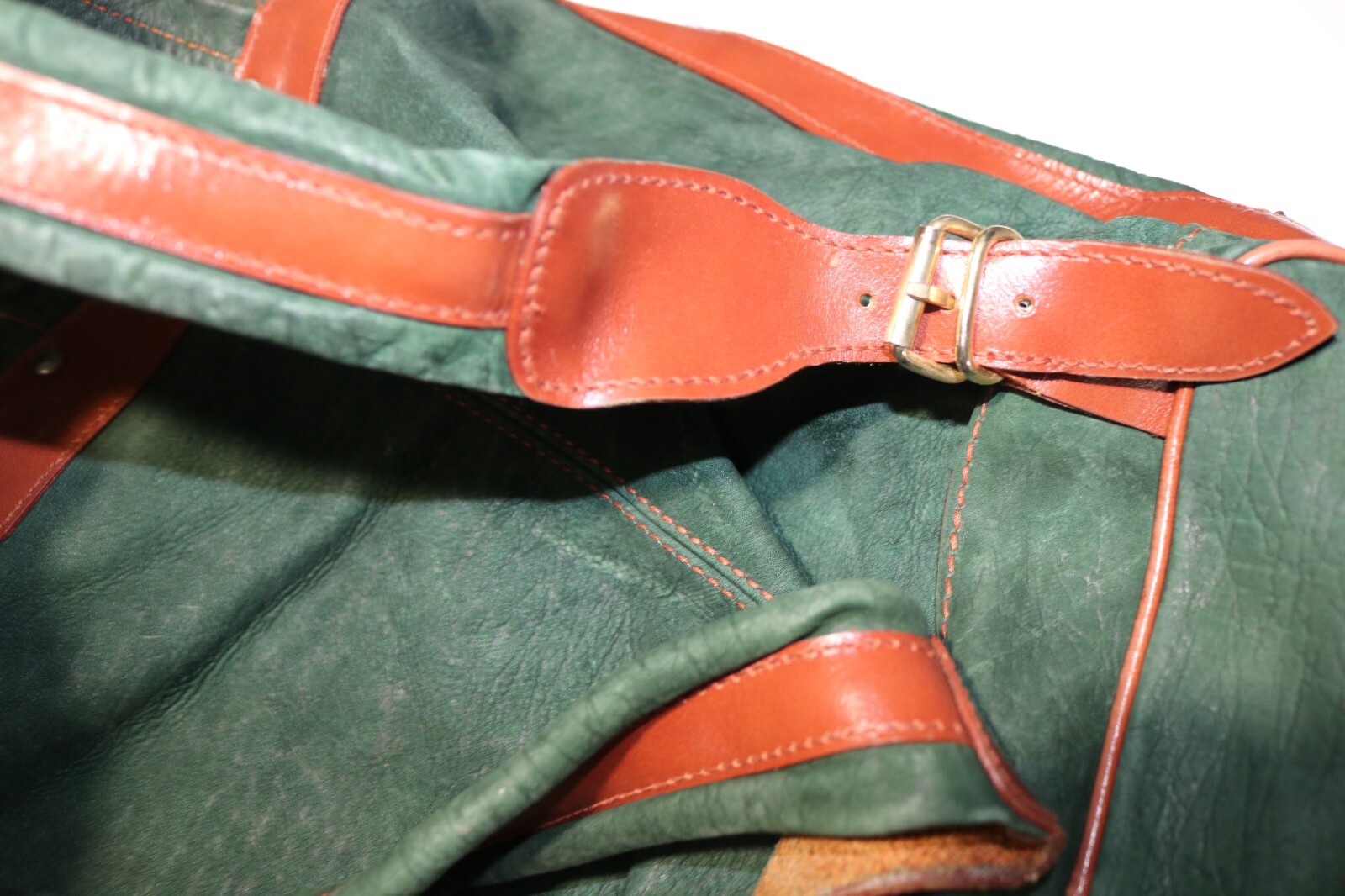 UK Henry Original Leather Suede Backpack Green and Tan Made in United Kingdom