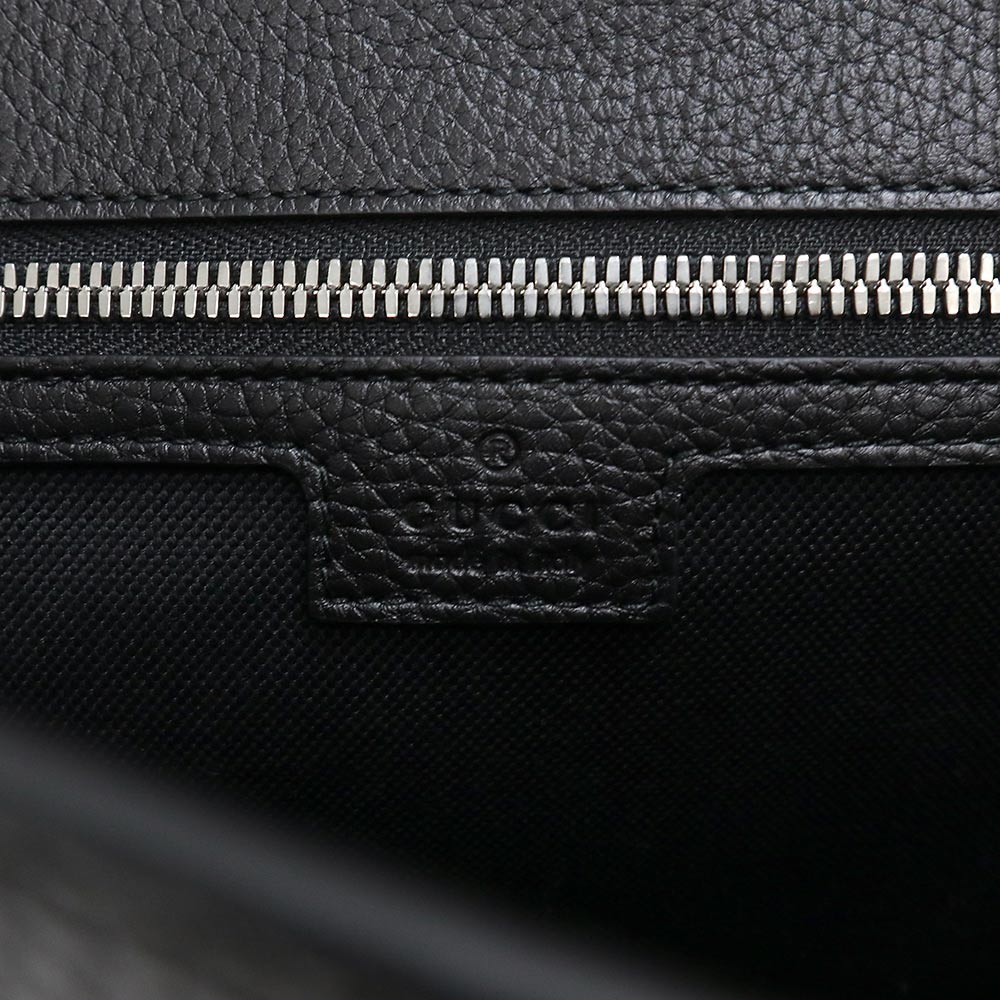 Gucci i I Web Stripe Medium Clutch Bag Soft in Leather Black 816755 r1_0629