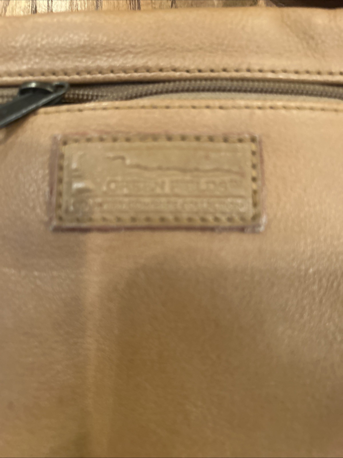 Green Fields Tan Leather Waist Pouch Fanny Pack Purse Bag USA Made Well Used