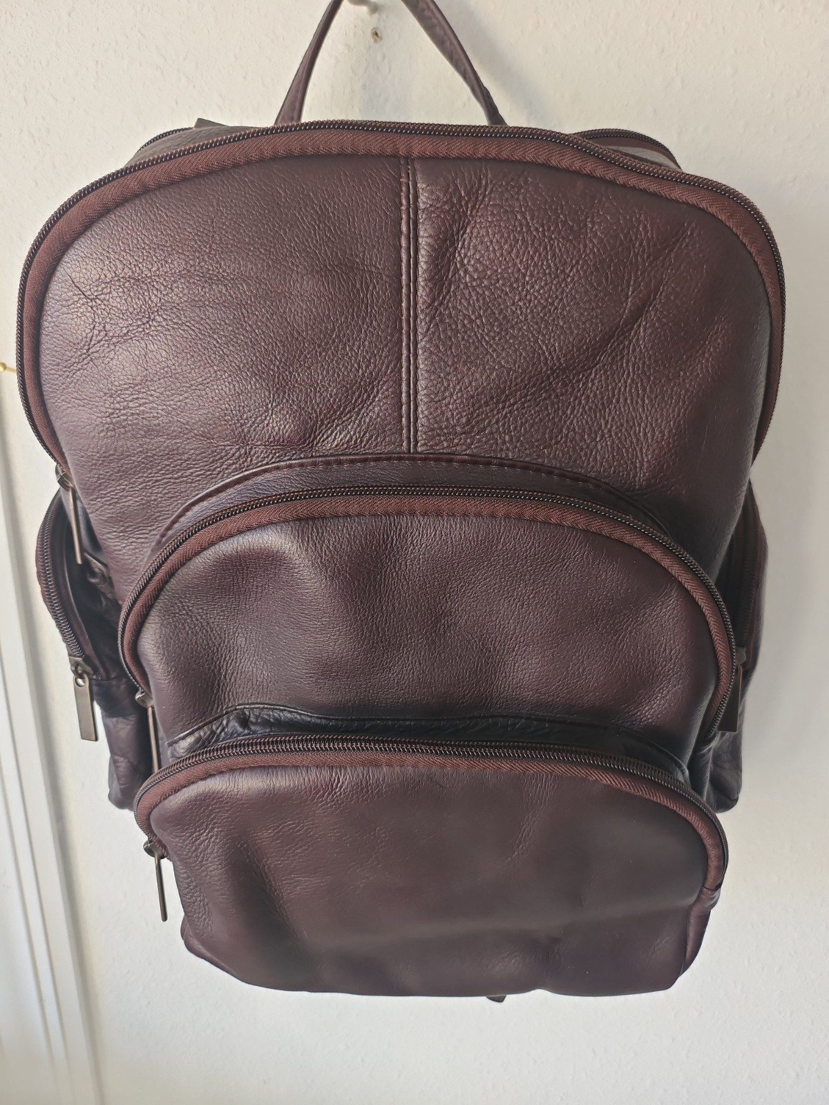 Vtg Piel Soft Leather Backpack Y2k Minimalist Made In Columbia Travel Day Bag