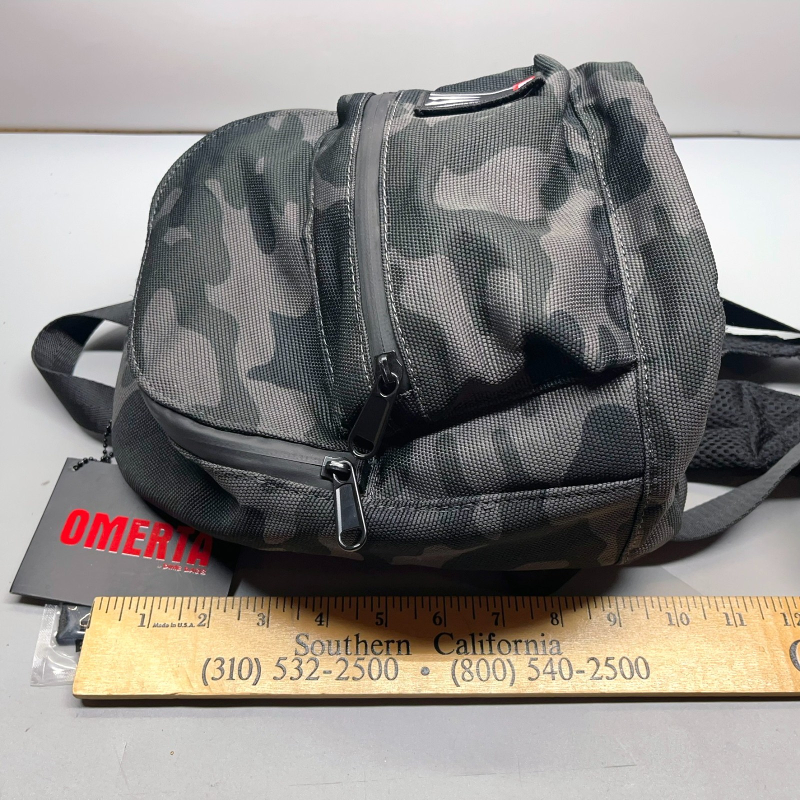 Dime Bags Omerta Mini Molly Smell Proof Backpack Camo Black & Gray Carbon Lined
