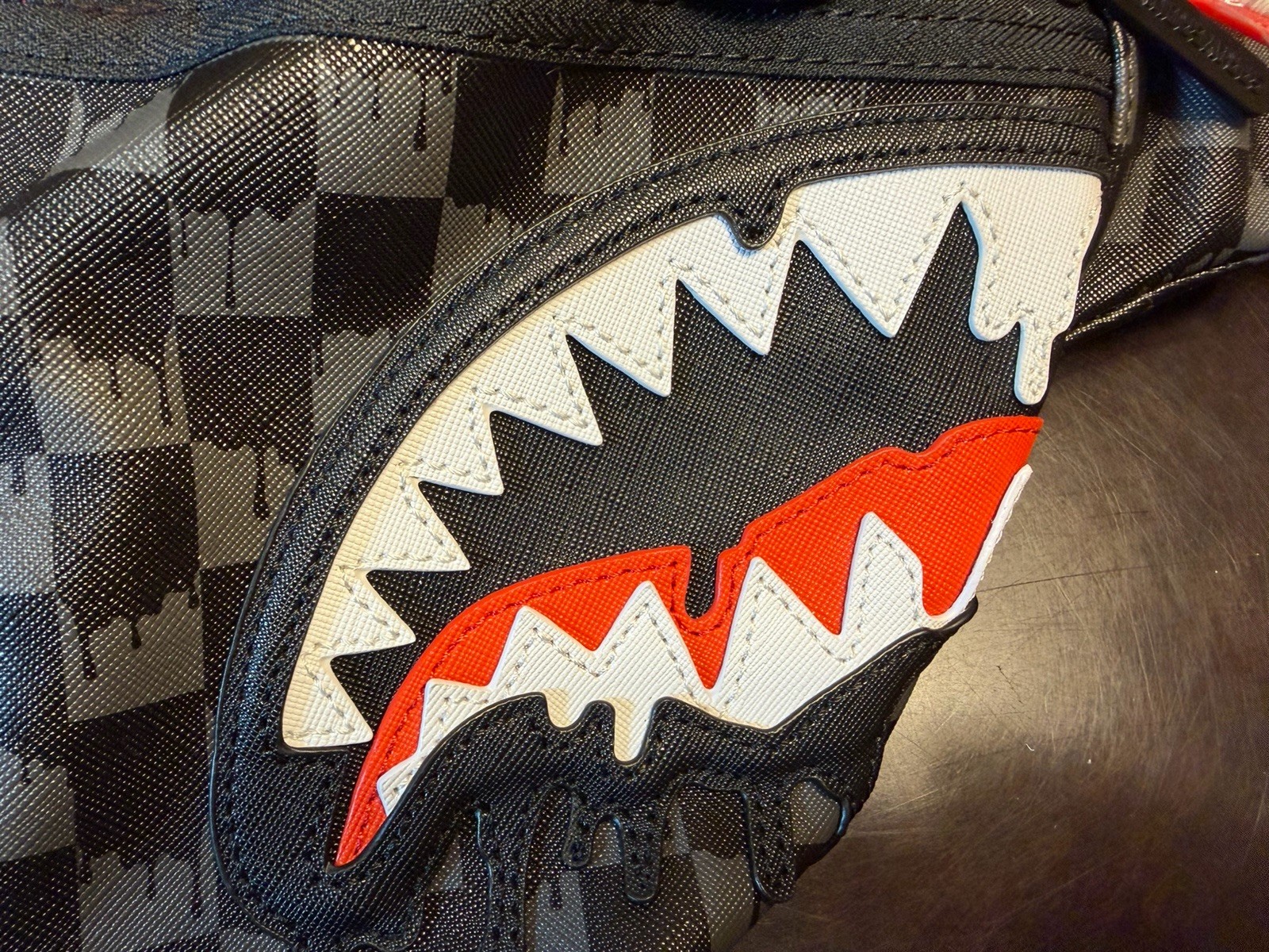 New Sprayground Shark Mouth Black Gray Crossbody Fanny Pack Bag Large