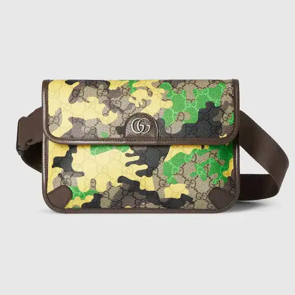Gucci GG Monogram Camo Belt Bag Small Beige Men Italy w/ Box Receipt