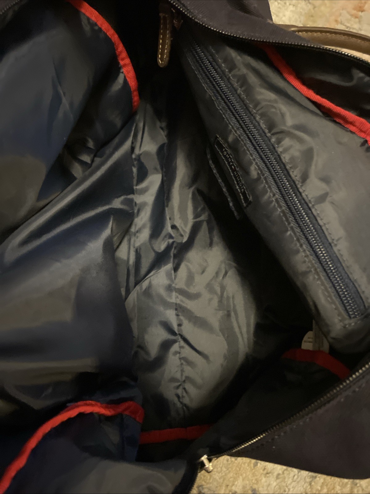 Tommy Hilfiger Weekender Duffle Bag Navy Unisex Canvas Blue Red Brown