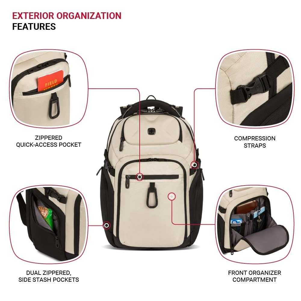 SwissGear Endure ScanSmart Laptop Backpack – Vintage Khaki – 17′