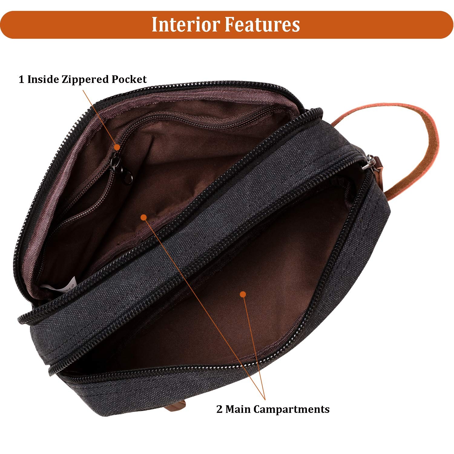 Mactso Men’s Toiletry Bag, Vintage Canvas 9.5×5.5×4 Inch (Pack of 1), Black