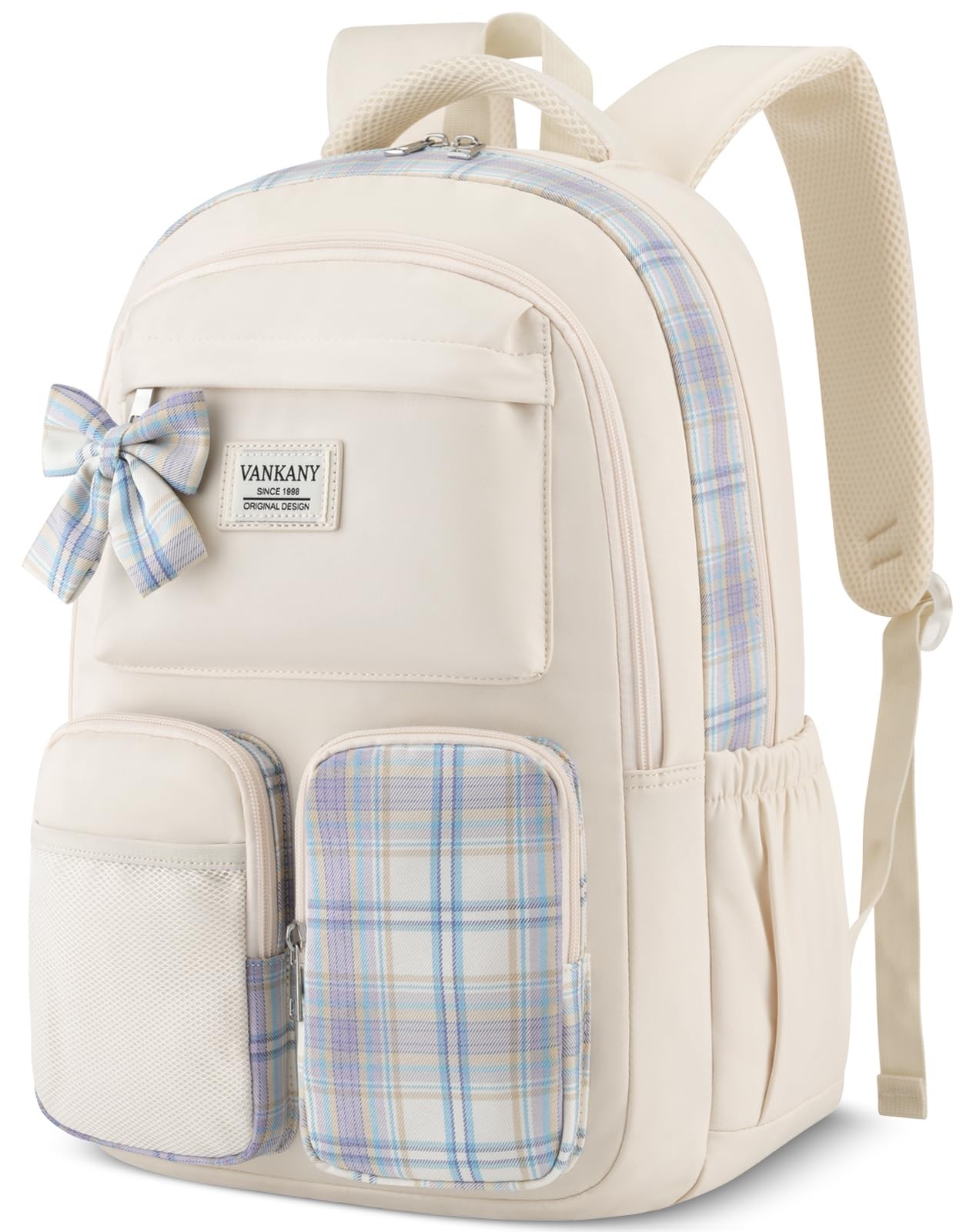School Backpack Teen Girl Cute Bookbag Elementary High College Laptop Beige