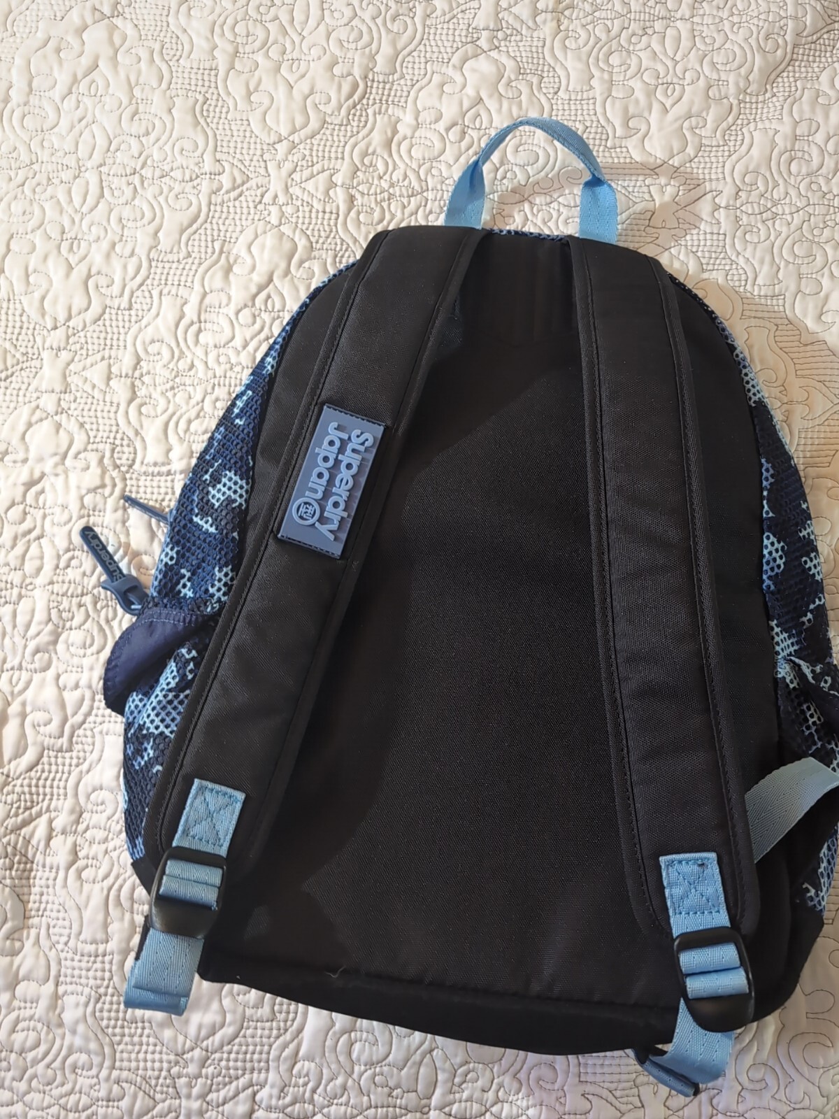 Read SUPERDRY JAPAN OUTDOOR BACKPACK BLUE CAMO MADISON MONTANA CAMOUFLAGE BAG