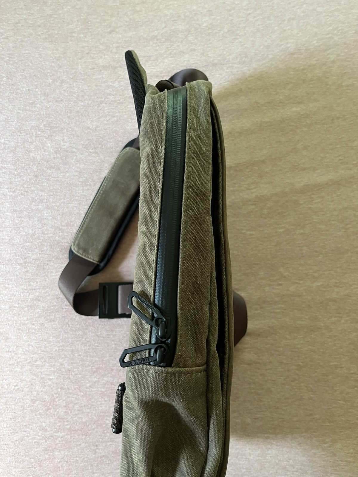 Waterfield SF Sutter Tech Sling Canvas Leather Messenger Shoulder Laptop Bag
