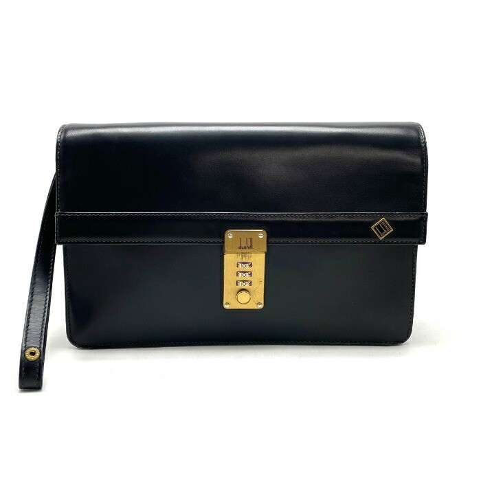 Dunhill Clutch Bag Business Leather Black 27x18x6cm pre-owned
