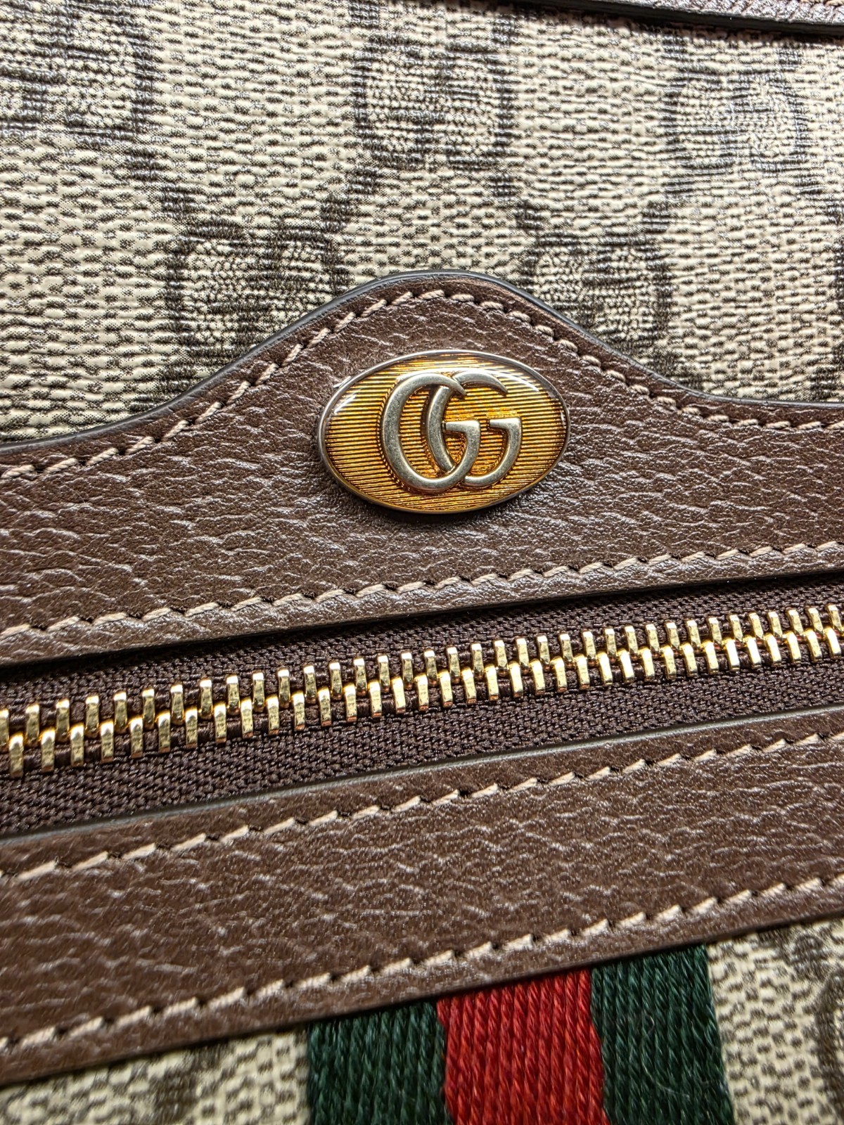 Gucci GG Supreme Web Monogram Clutch Pouch Bag Brown Canvas Leather – Excellent