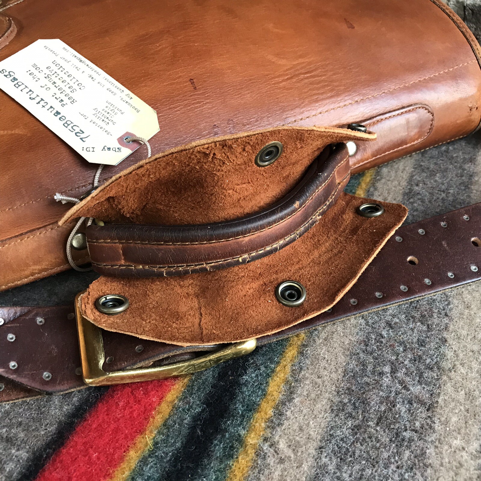UNIQUE VINTAGE 1980s COGNAC THICK GLOVE LEATHER MACBOOK PRO BRIEFCASE BAG R$1198