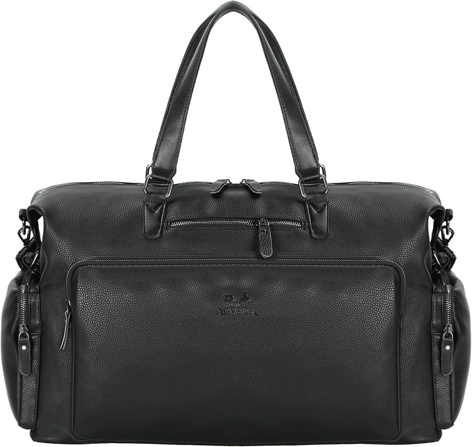 Vegan Leather Duffle Bag with Shoe Compartment & Laptop Sleeve for Travel