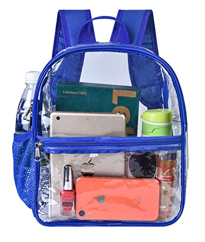 Clear Mini Backpack Stadium Approved, Water proof Transparent Backpack for Blue