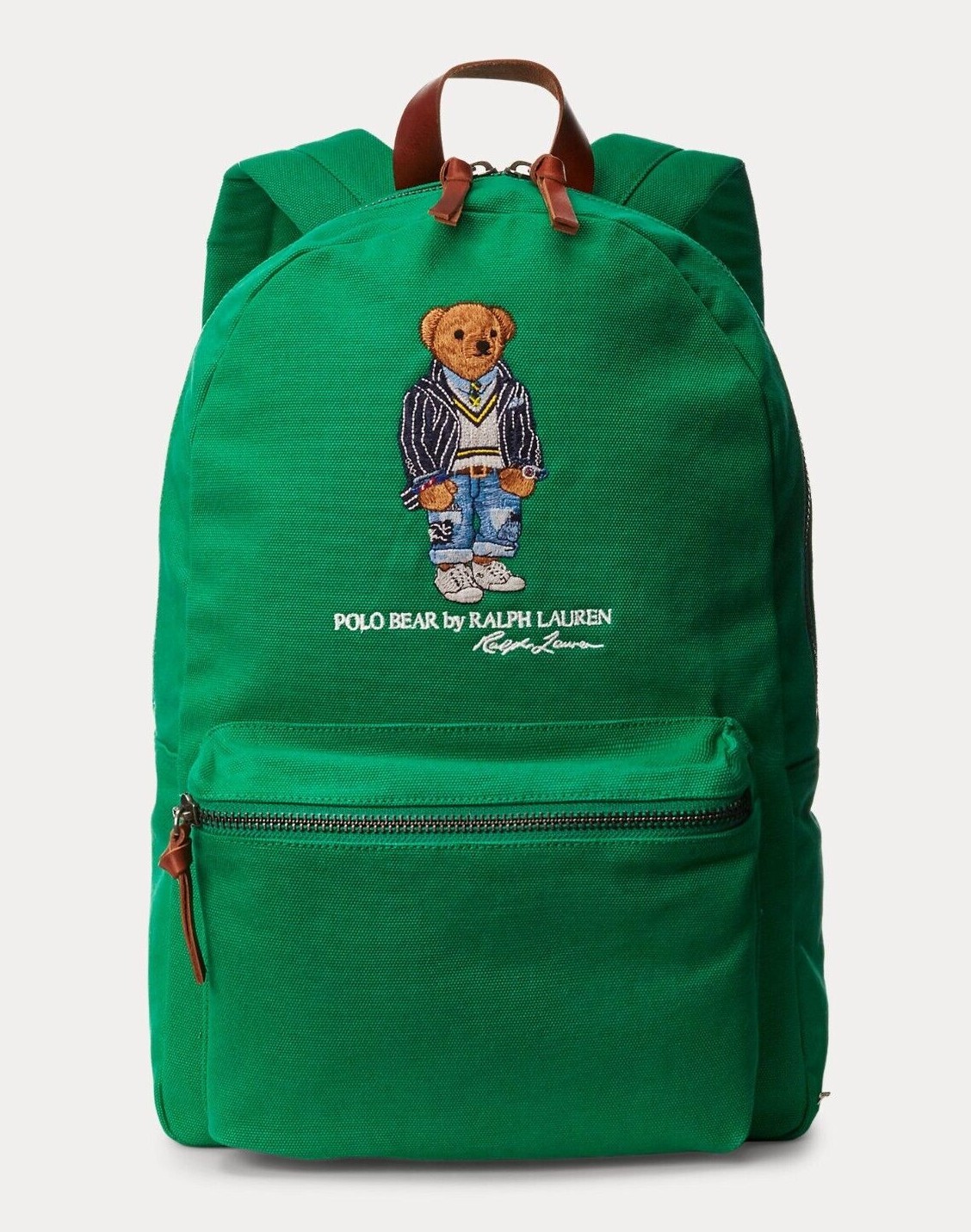 Polo Ralph Lauren Preppy Patchwork Jeans Bear Canvas Backpack Bag Royal Unisex