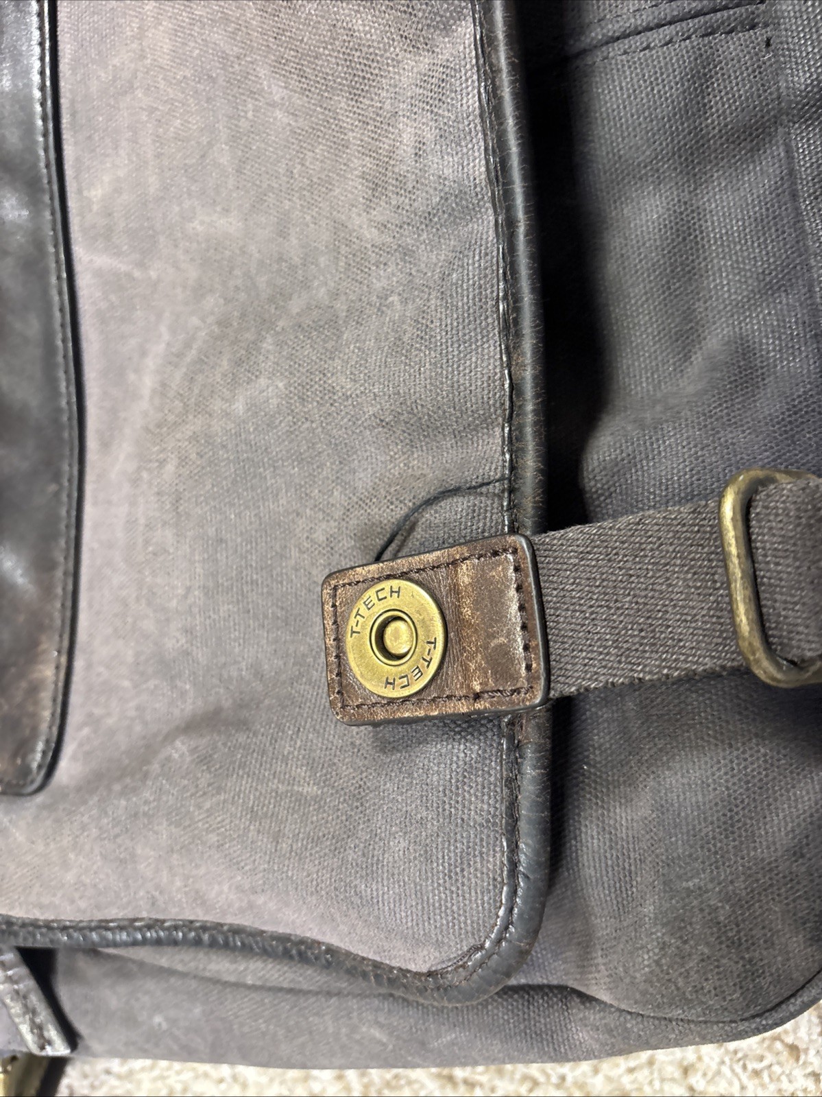 TUMI T-Tech Canvas Leather Messenger Bag Brown