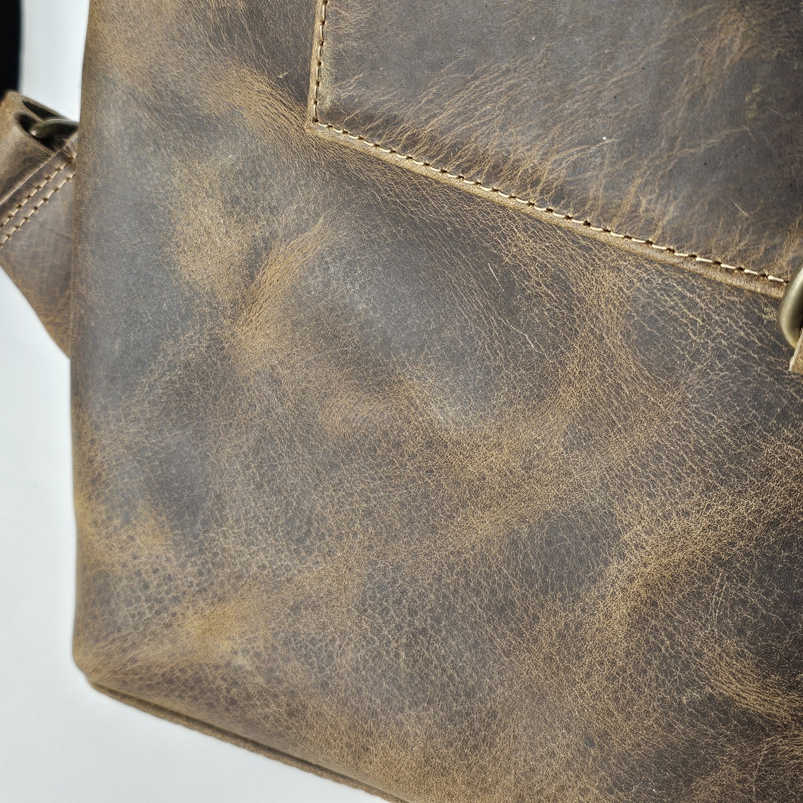 Full-Grain Leather Roll Top Backpack Handcrafted Rustic Brown Artisan Backpack