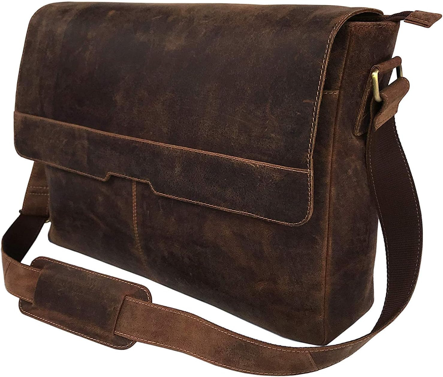 18 Inch Vintage Leather Full Flap Messenger Handmade Bag Laptop Bag Satchel Bag