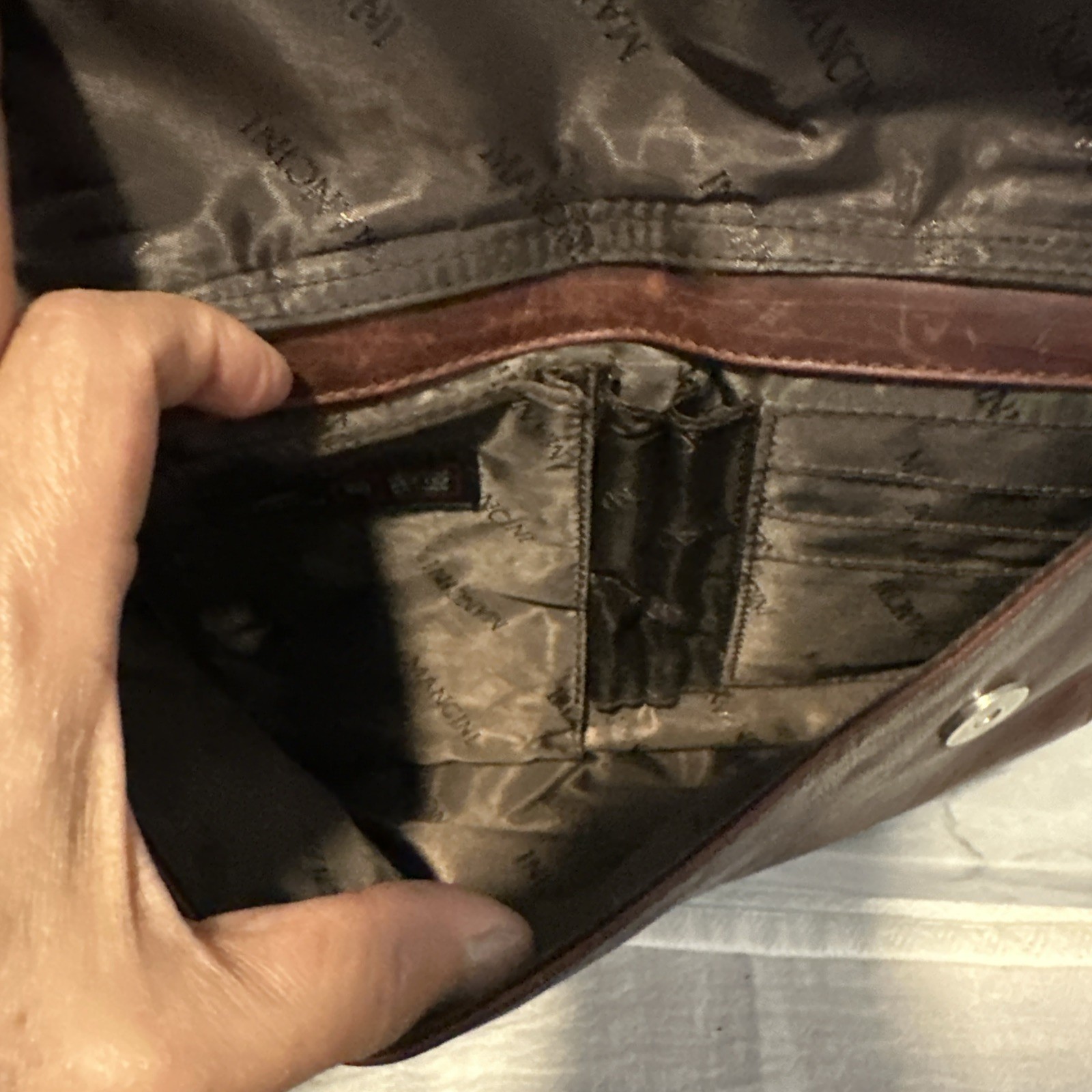 Mancini Buffalo Leather Backpack 15.6″ Laptop Bag Brown Front /side Pockets RFID