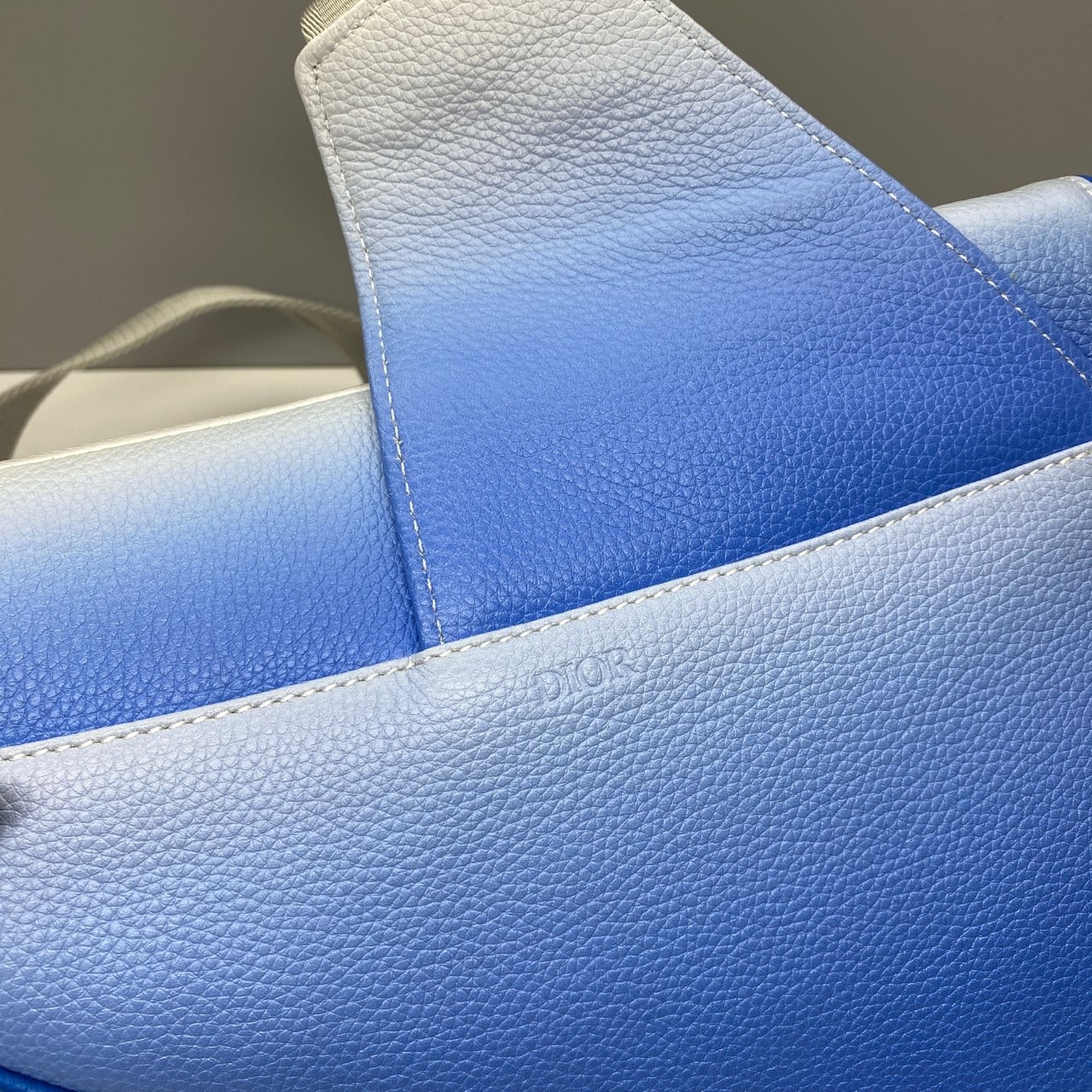 Dior Pre-Owned Authentic Saddle Bag Blue Leather 20×28.6x5cm
