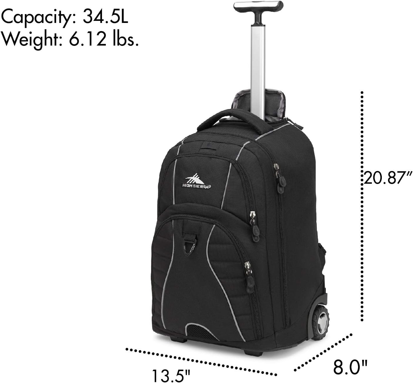 Freewheel Wheeled Laptop Backpack, Black, 20.5 X 13.5 X 8-Inch