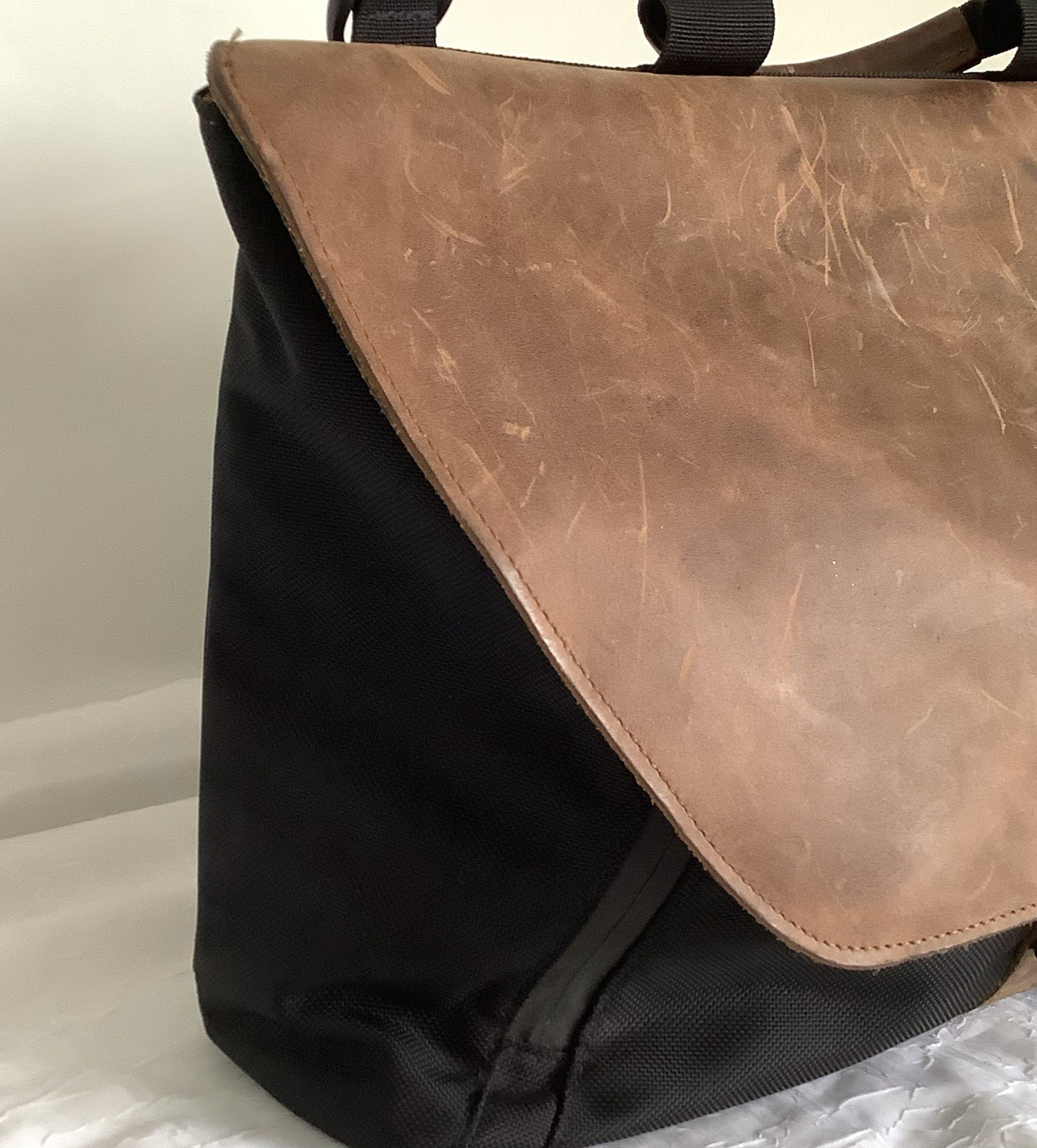 Waterfield Bolt Briefcase Black Premium Messenger Bag, Leather and Nylon