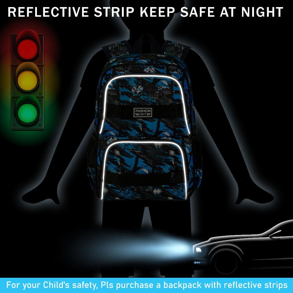 17 Inches Boys Backpack 3Pcs School Bookbag Set for Teens College Students Gr…
