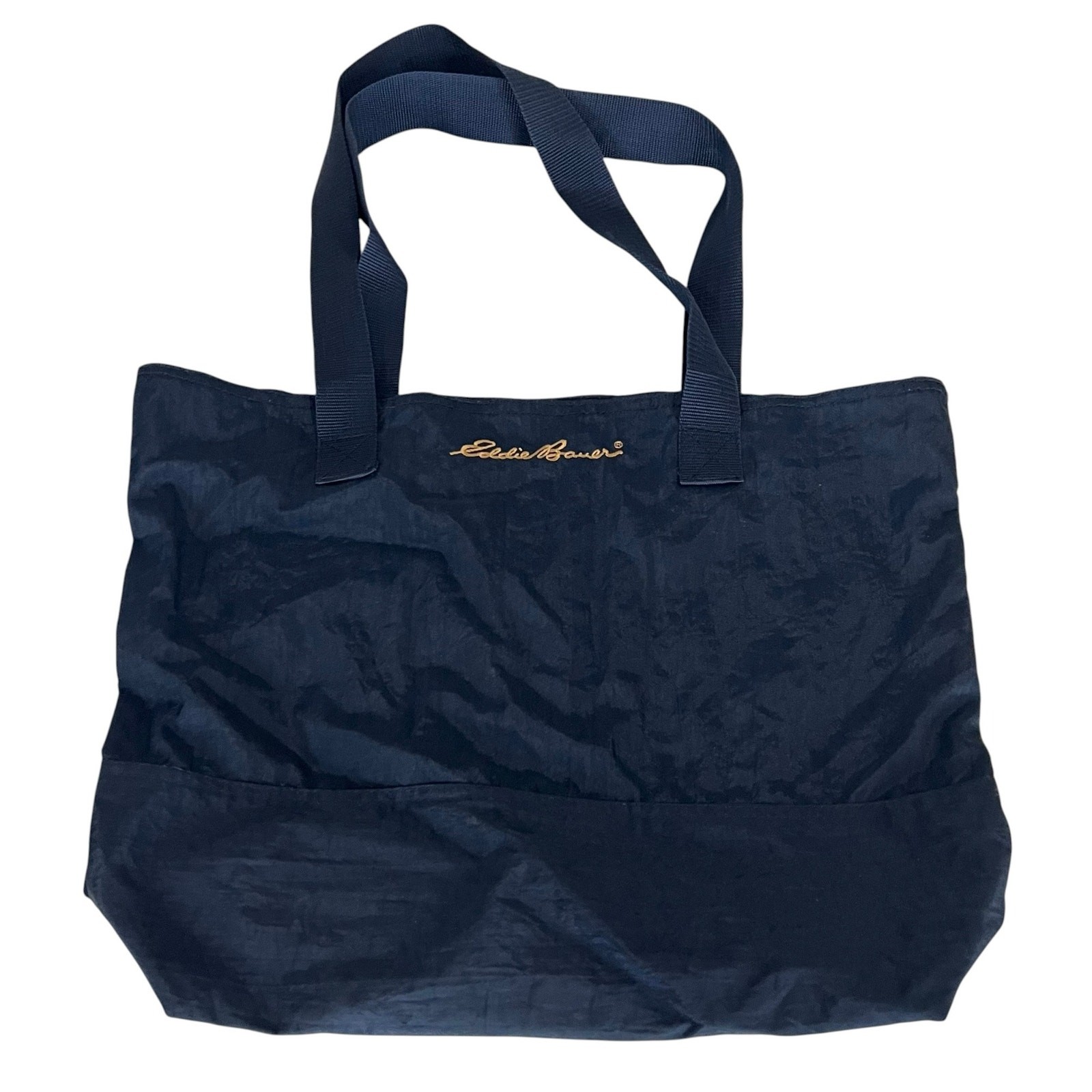 Eddie Bauer Nylon Tote Shoulder Bag Navy Blue Open Top Lightweight